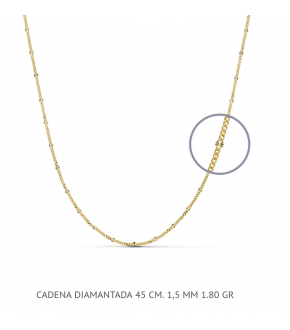 Cadena oro 18 quilates diamantada 45cm