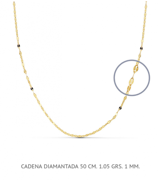 Cadena oro 18 quilates diamantada 50cm