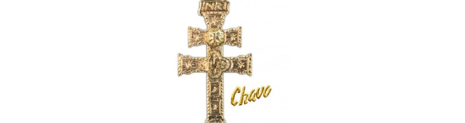 Cruces de Caravaca oro relieve